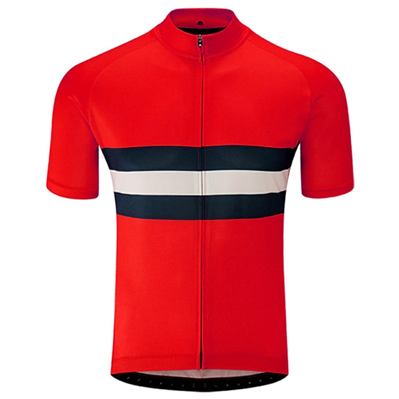 Men's Cycling Jersey Solid Color Stripes Patterned Short Sleeve Bike Jersey Top with 3 Rear Pockets Mountain Bike MTB Road Bike Cycling UV Resistant Quick Dry Reflective Strips Back Pocket Sports3