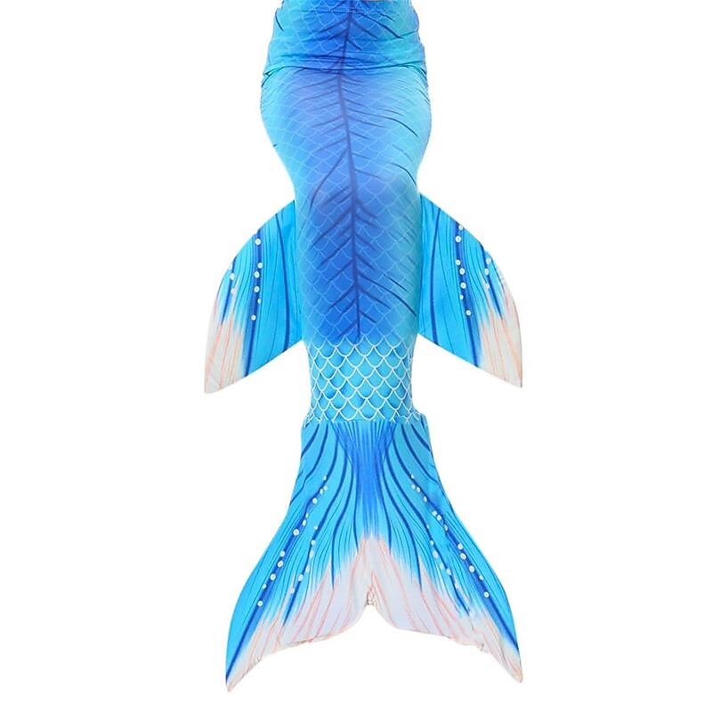 Kids Girls' Three Piece Mermaid Swimwear Swimwear Bikini Bikini Swimming Children's Day Color Block Cute Sexy Print Bathing Suits 3-10 Years Summer Blue4