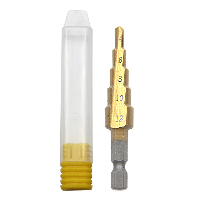 HSS Step Drill Bits 4mm-12mm Straight Flute Power Tools 1/4 Hex Shank Wholesale Price 5 Steps Metal Drilling Titanium3