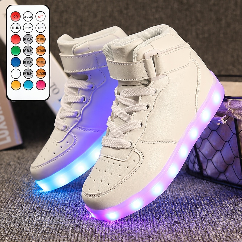 Boys' and Girls' Gold LED Light-Up High-Top Sneakers – USB Rechargeable Luminous Shoes for Parties & Performances4