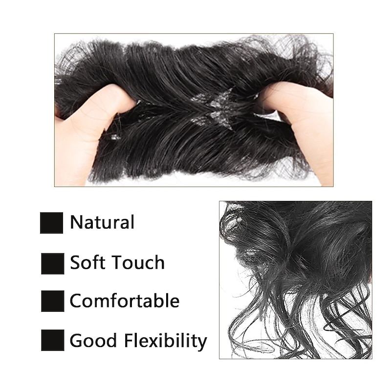 Bun Hair Piece  Super Long Tousled Updo Hair Bun Extensions Wavy Hair Wrap Ponytail Hairpieces Hair Scrunchies with Elastic Hair Band for Women Girls4
