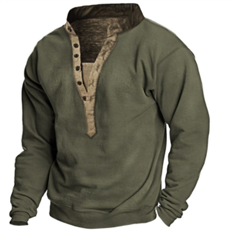 Men's Sweatshirt Pullover Lightweight Hoodie Army Green Khaki Light Grey V Neck Henley Collar Paisley Graphic Prints Casual Daily 3D Print Polyester Designer Basic Ethnic Spring &  Fall Clothing2