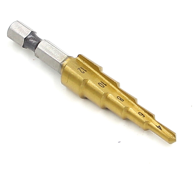 HSS Step Drill Bits 4mm-12mm Straight Flute Power Tools 1/4 Hex Shank Wholesale Price 5 Steps Metal Drilling Titanium2