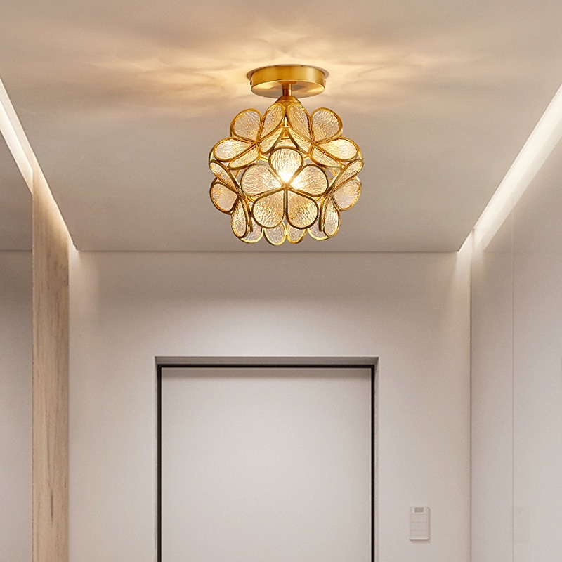 20 cm Ceiling Light LED Flower Design Pendant Lantern Design Glass Brass Modern 220-240V2
