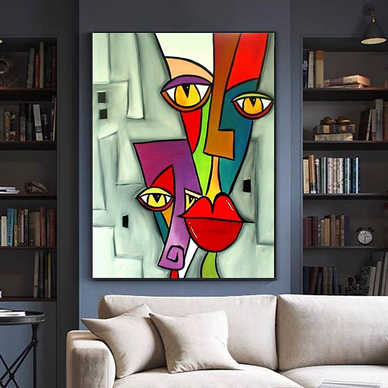 Oil Painting Hand Painted Vertical Abstract People Classic Modern Rolled Canvas (No Frame)4