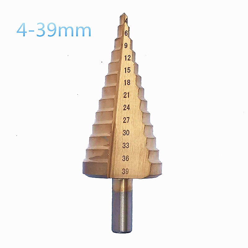 Step Drill Bits HSS 4mm-39mm Titanium shank Woodworking Power Tools Shank2