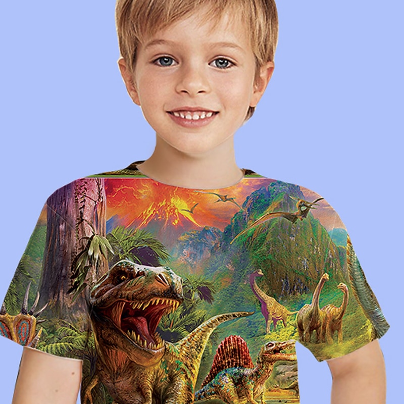 Boys 3D Animal Dinosaur T shirt Short Sleeve 3D Print Summer Spring Active Sports Fashion Polyester Kids 3-12 Years Outdoor Daily Indoor Regular Fit4