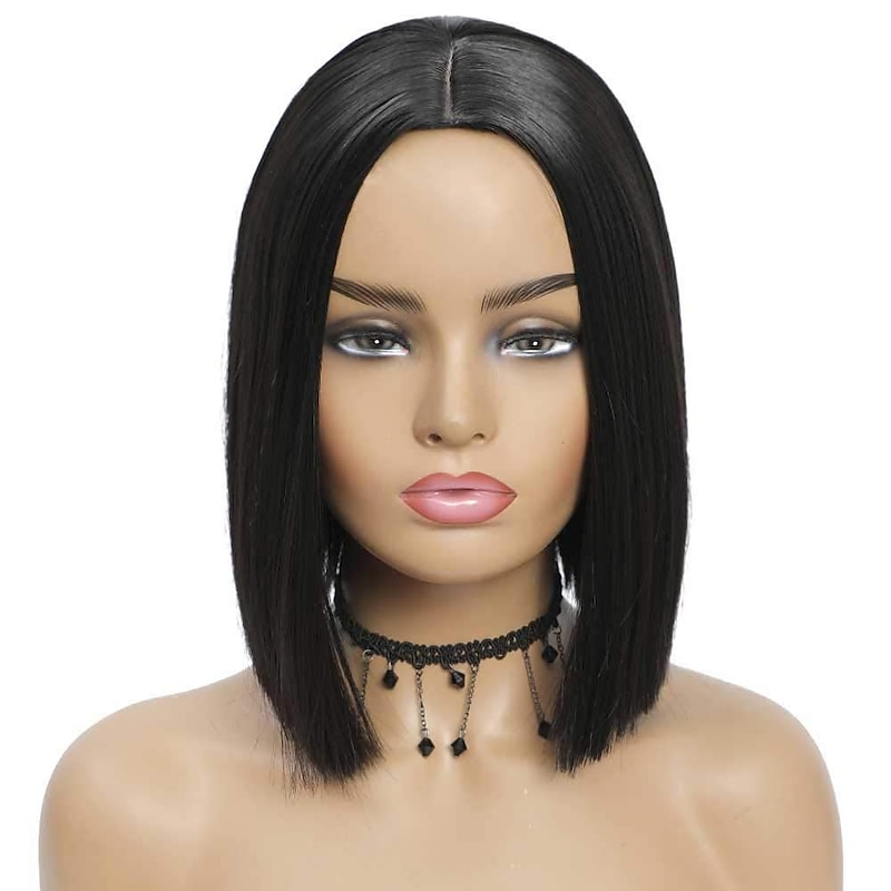Short Bob Wig Women Black Straight Hair Synthetic Hair Women Costume Wigs Short Bob Wigs for Everyday Cosplay Party Halloween Use2