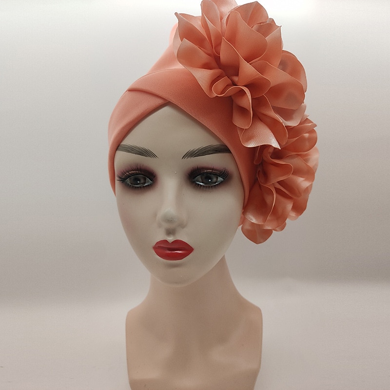 Headwear Headpiece Silk Like Satin Turbans Party / Evening Holiday Kentucky Derby Cocktail Royal Astcot Ethnic Style With Flower Tiered Headpiece Headwear2