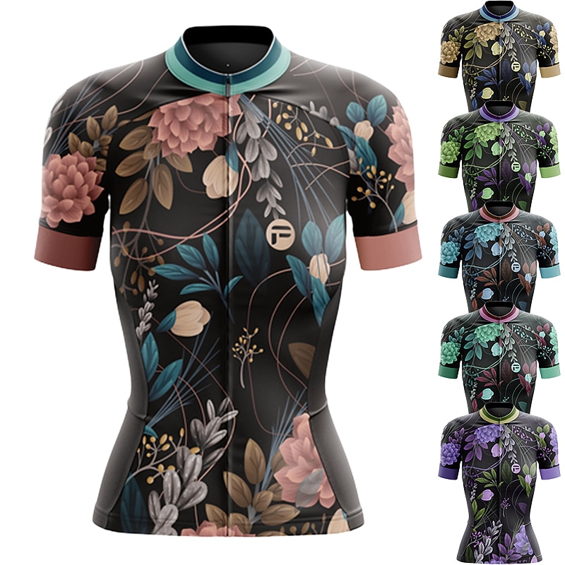 Women's Cycling Jersey Graphic Floral Botanical Funny Short Sleeve Bike Jersey Top with 3 Rear Pockets Mountain Bike MTB Road Bike Cycling Fast Dry Soft Back Pocket Comfortable Sports Black Yellow2