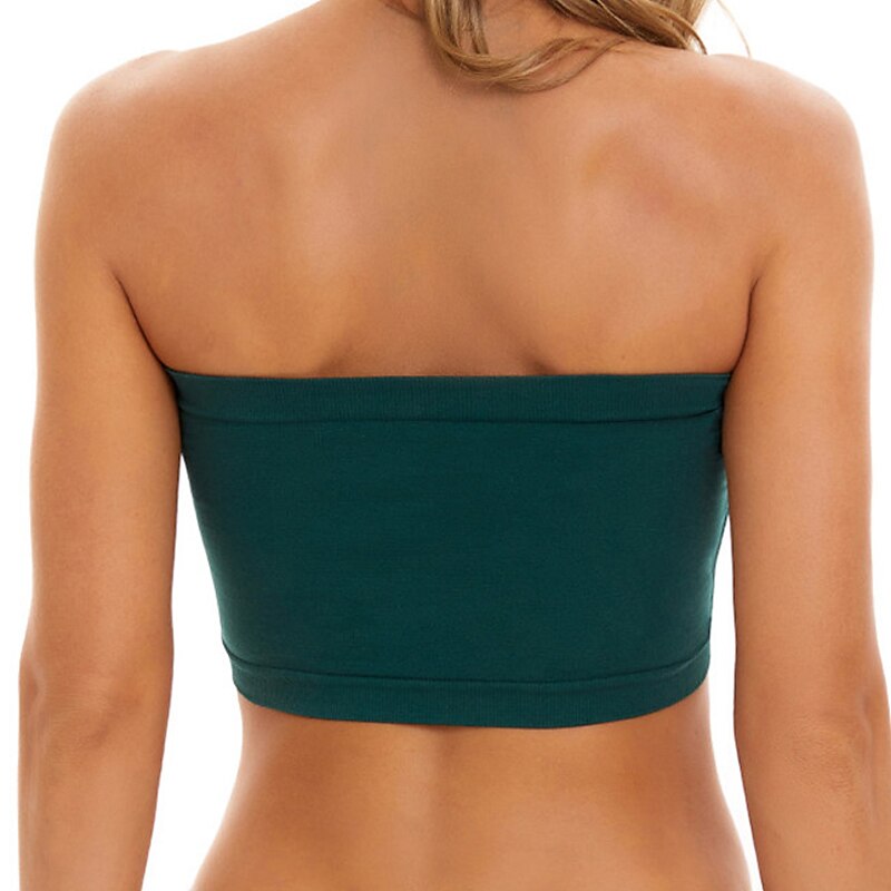 Women's Bras & Bralettes Tube Bra Strapless Full Coverage Solid Color Scoop Neck Micro-elastic Breathable Invisible Casual Daily Nylon Green / 1 PC Home Outfits4
