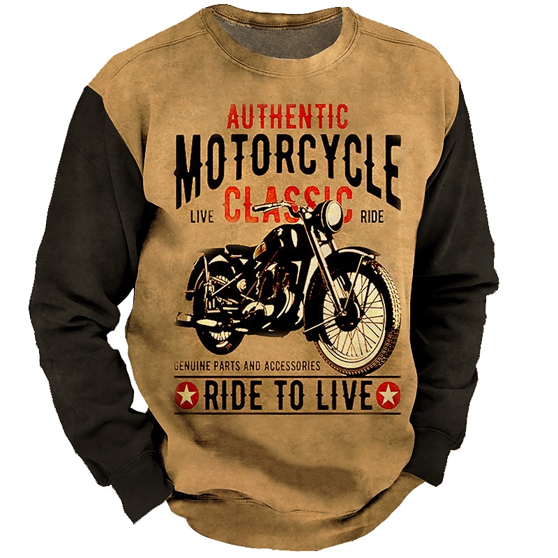 Men's Graphic Prints Motorcycle Sweatshirt Pullover Long Sleeve Sweatshirt Crew Neck 3D Print Designer Basic 3D Print Sports & Outdoor Casual Daily Print Spring &  Fall - Main Image