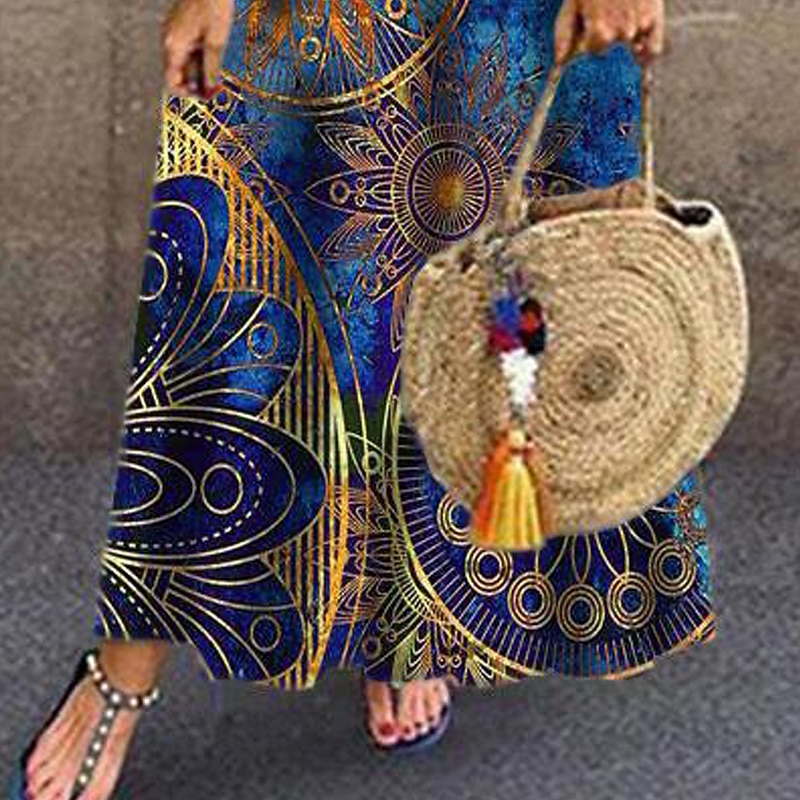 Women's Maxi Dress Casual Dress T Shirt Dress Tee Dress Sundress Basic Outdoor Vacation Party Regular Fit Floral Short Sleeve Crew Neck Red Blue Green Summer Spring3