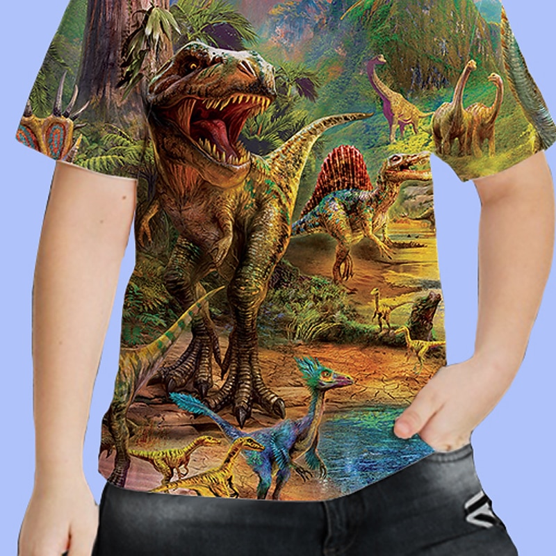 Boys 3D Animal Dinosaur T shirt Short Sleeve 3D Print Summer Spring Active Sports Fashion Polyester Kids 3-12 Years Outdoor Daily Indoor Regular Fit3