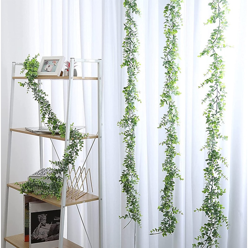 1PC artificial green plant artificial eucalyptus wreath vine 1.8m ins eucalyptus wall hanging simulation plant vine Wedding Decoration4
