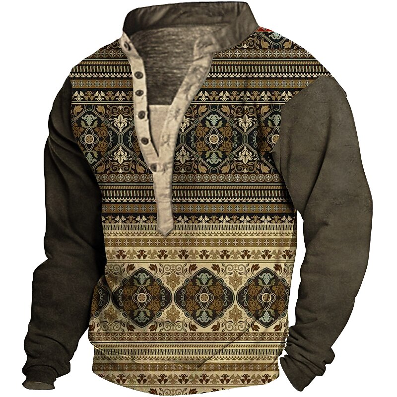 Men's Animal Patterned Graphic Prints Sweatshirt Pullover Long Sleeve Sweatshirt V Neck Henley Collar Designer Basic Casual 3D Print Sports & Outdoor Casual Daily Print Spring &  Fall2