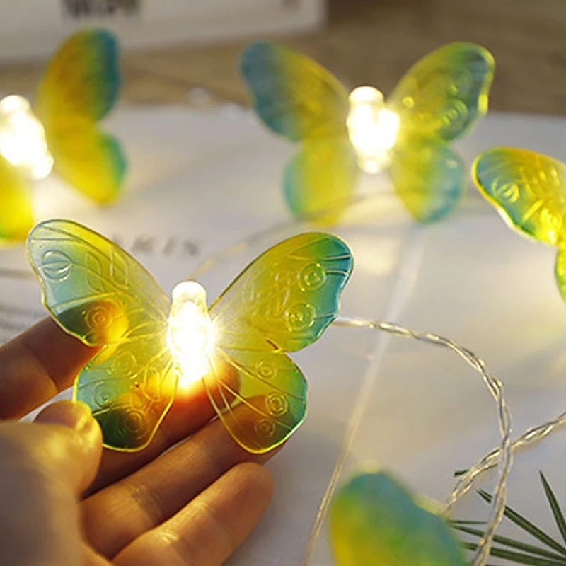 LED Butterfly Shaped Fairy String Lights 3m-20leds 1.5m-10leds Garland Lights Battery Powered Garden Party Wedding Holiday Room Decoration3