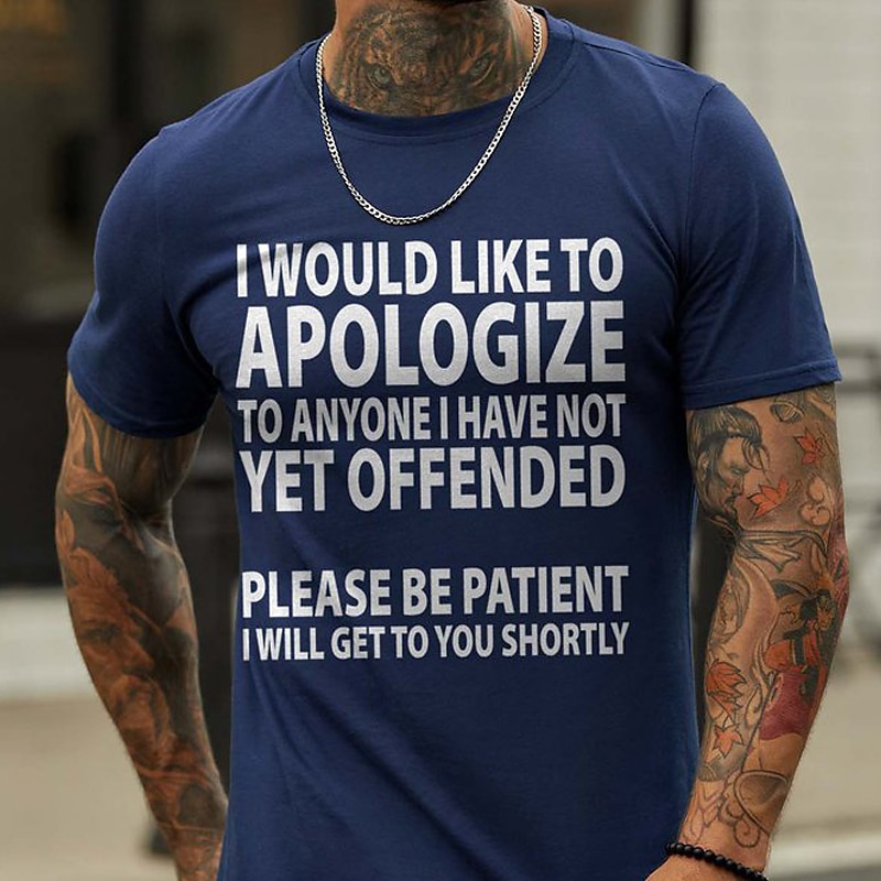 Men's Graphic T-Shirt - Sarcastic Humor 'Haven't Offended You Yet' Short Sleeve Lifestyle Tee3