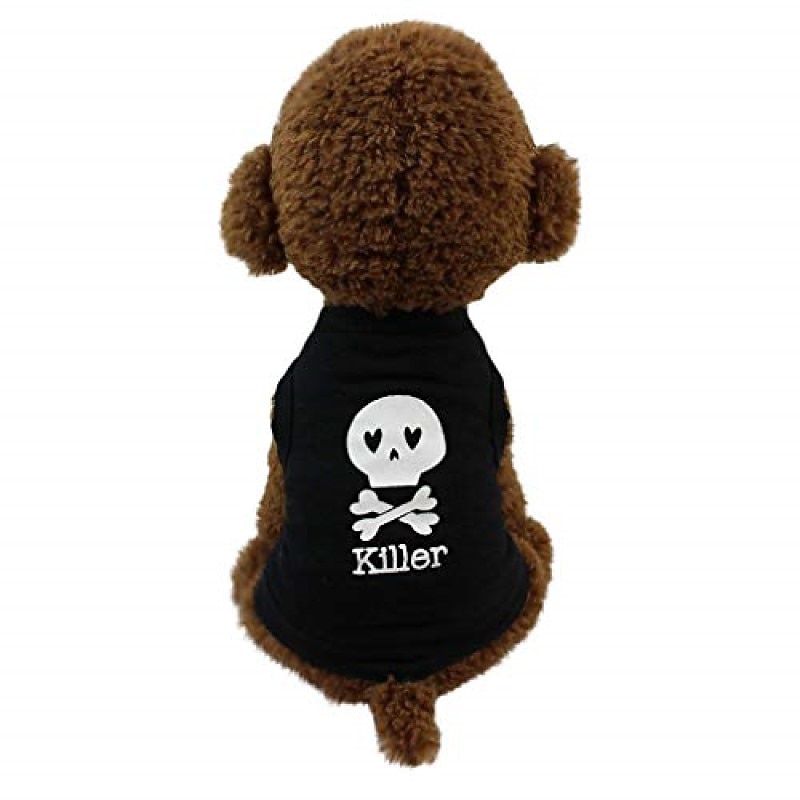 Dog skull print summer black series vest breathable puppy vest clothes pet clothing suitable for small and medium dogs puppies and cats
