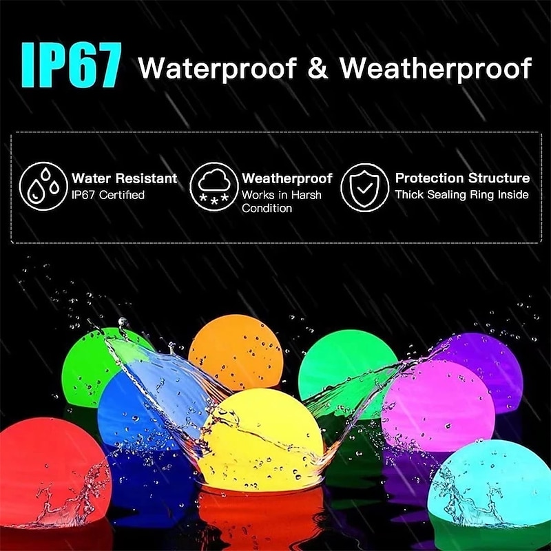 Floating Pool Lights 6pcs 2pcs 16 Color Changing RGB LED Ball Lights IP67 Waterproof 7.8cm Hot Tub Night Lights Pool Toys3