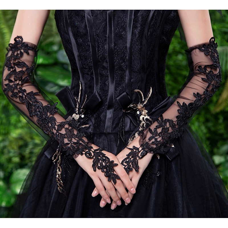 Lace / Net Elbow Length Glove Cute With Floral / Appliques Wedding / Party Glove dress to impress