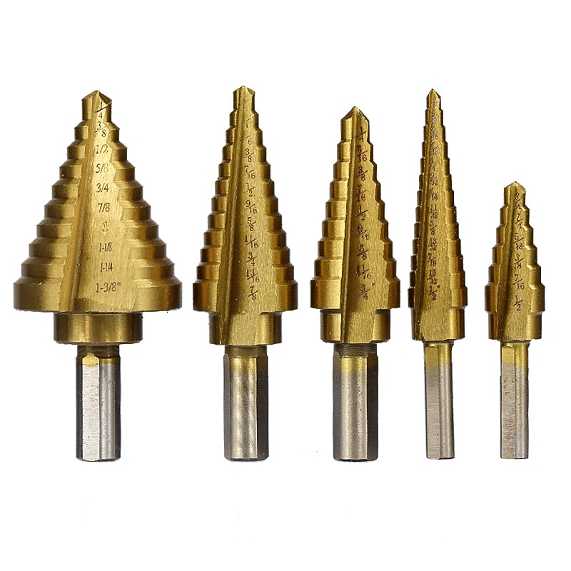 HSS Step Drill Bits1/4 To 3/4 Woodworking Power Tools Price 3pcs/Set Metal Drilling TitaniumTriangular Handle4