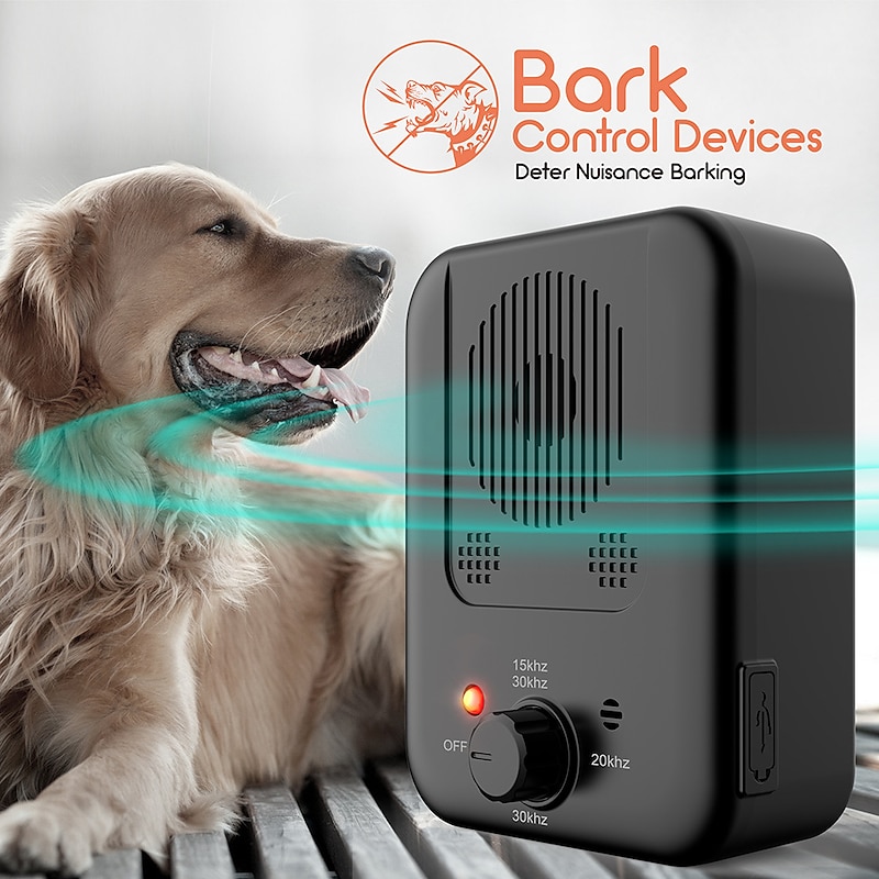 Ultrasonic Dog Bark Deterrent Anti Barking Device Adjustable Sensitivity and Frequency Levels Sonic Bark Contral Device 33 Ft Range Rechargeable Dog Bark Control