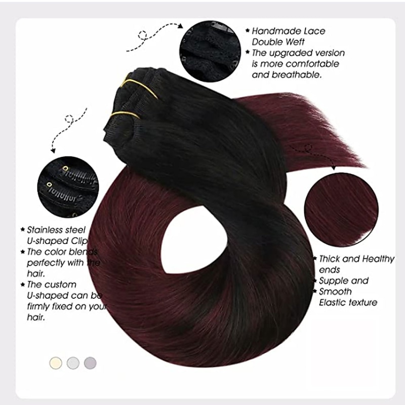 Remy Human Hair Wig Straight Black Burgundy Cosplay Classic Comfortable Brazilian Hair Women Black / Dark Wine 10 inch 12 inch 14 inch Vacation Party / Evening Daily3