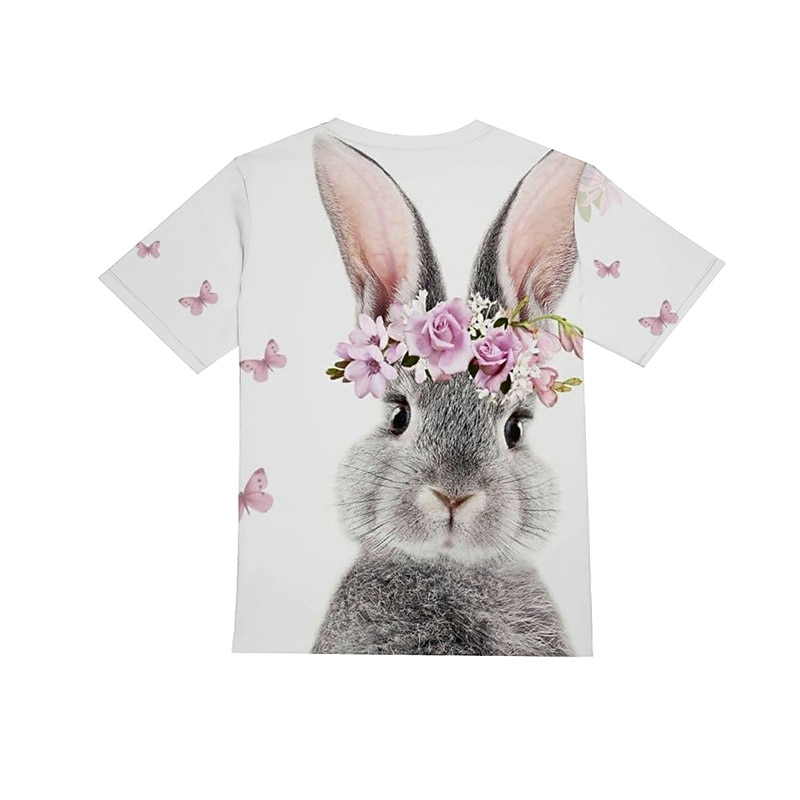Easter Girls' 3D Floral Animal Rabbit T shirt Short Sleeve 3D Print Summer Spring Active Fashion Cute Kids 3-12 Years Outdoor Daily Indoor Regular Fit2