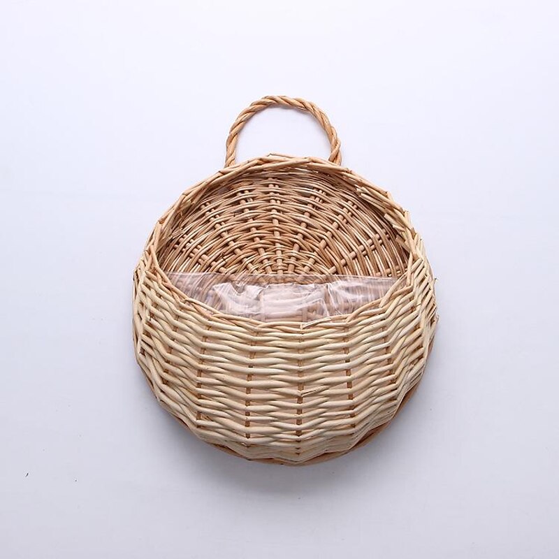 wall hanging flower basket decoration woven basket straw basket wicker flower pot rattan basket plant rattan wall hanging flower basket wholesale3