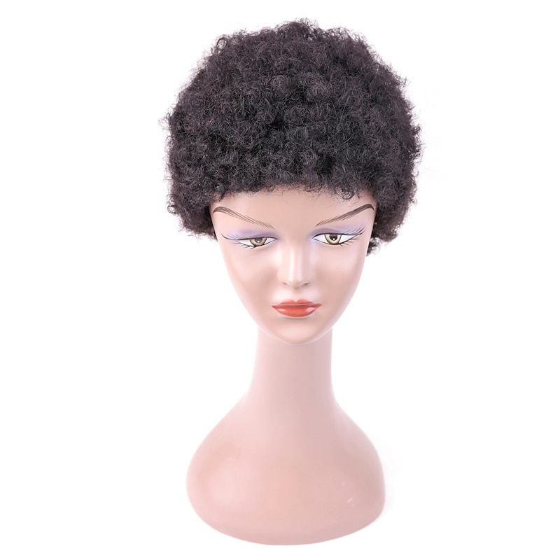 Short Curly Human Hair Wig Afro Kinky Curly African Style For Black Women Non Lace Remy Curly Wig Full Machine Made  Wig2