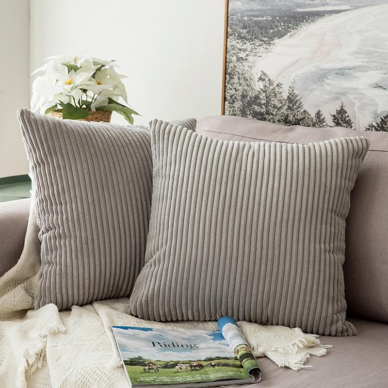 Decorative Toss Pillows Corduroy Pillow Cushion Cover Bedside Sofa Back Cushion Office Lumbar Solid Color Pillow Cover Without Core Pink Blue Sage Green Purple Yellow3