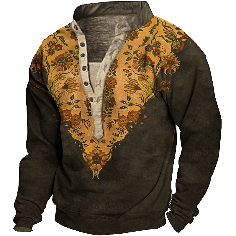 Men's Animal Patterned Graphic Prints Sweatshirt Pullover Long Sleeve Sweatshirt V Neck Henley Collar Designer Basic Casual 3D Print Sports & Outdoor Casual Daily Print Spring &  Fall3