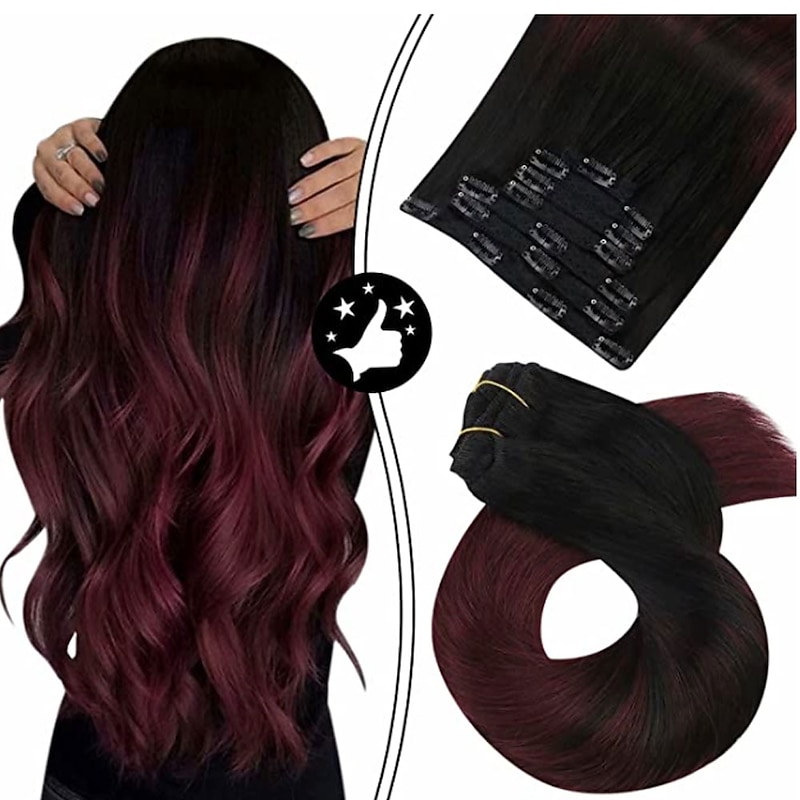Remy Human Hair Wig Straight Black Burgundy Cosplay Classic Comfortable Brazilian Hair Women Black / Dark Wine 10 inch 12 inch 14 inch Vacation Party / Evening Daily
