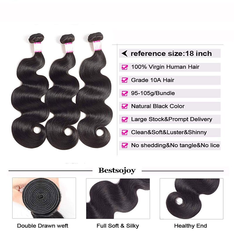 1 Bundle 3 Bundles 4 Bundles Hair Weaves Brazilian Hair Body Wave Human Hair Extensions Human Hair Natural Color Hair Weaves / Hair Bulk 8-26 inch Natural Women Fashionable Design Soft4
