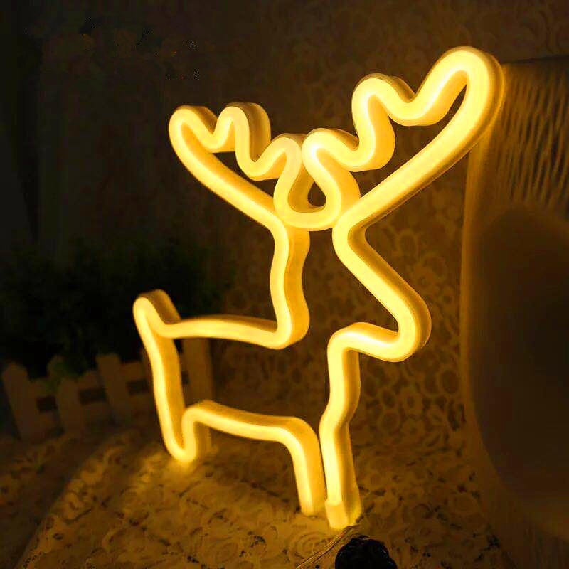 Neon Night Light Deer Shaped AAA Battery Powered USB Powered Christmas Decoration Light4