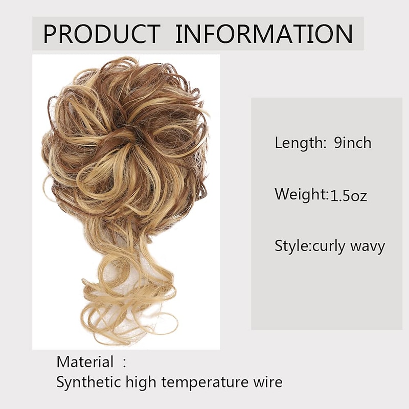 Bun Hair Piece  Super Long Tousled Updo Hair Bun Extensions Wavy Hair Wrap Ponytail Hairpieces Hair Scrunchies with Elastic Hair Band for Women Girls2