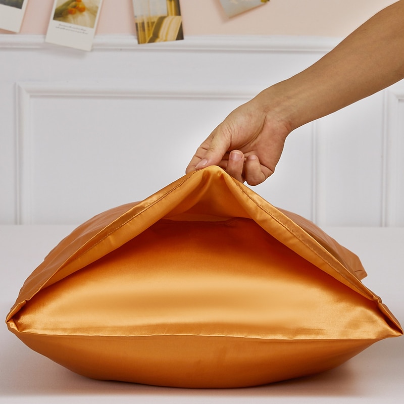 Satin Pillowcase for Hair and Skin 2 Pack Silky Satin Pillow Cases No Zipper Pillow Covers with Envelope Closure Suit3