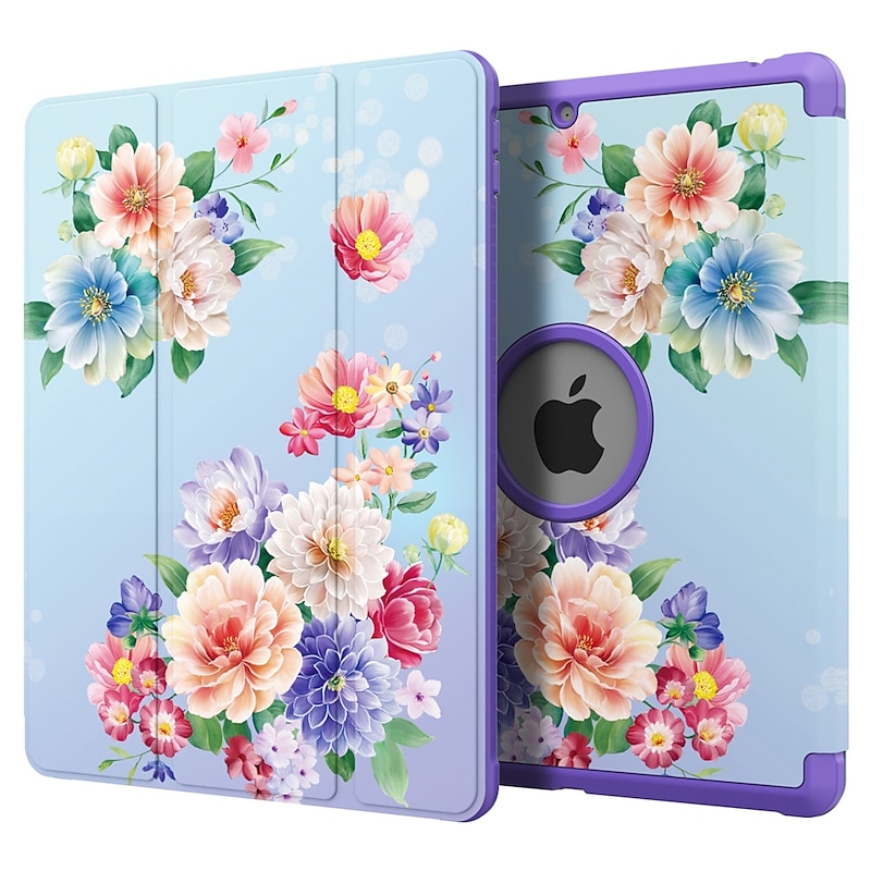 Tablet Case Cover For Apple ipad 9th 8th 7th Generation 10.2 inch Pencil Holder Trifold Stand Dustproof Graphic Flower Marble PU Leather4