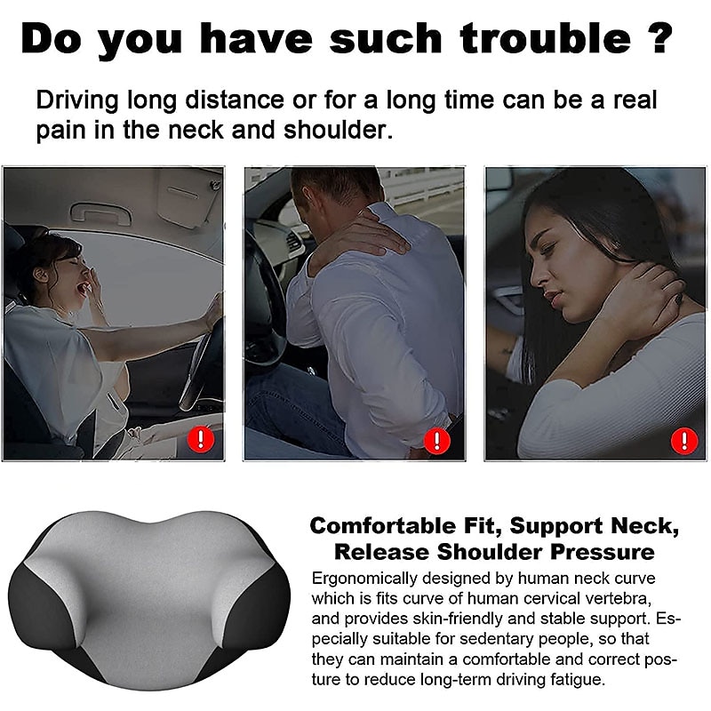 StarFire Car Seat Headrest Pillow Ergonomic Design Memory Foam Neck Support Pillow Head for Support Necks Shoulder Head for Sleeping Resting in Car Office Home 1Pack2