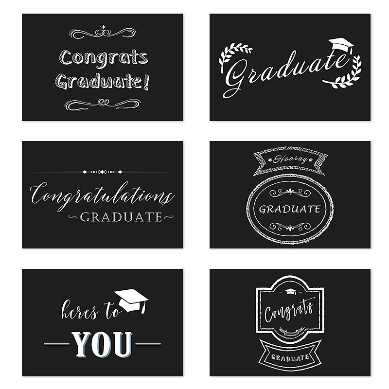 Congrats graduate Celebrate Student Graduation Season Black Greeting Card Set with Envelope2