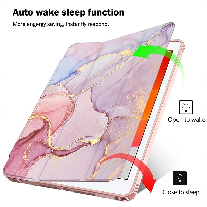 Tablet Case Cover For Apple iPad 10th Generation-2022 10.9 inch, iPad 9th 8th 7th Generation 10.2 inch 2021 2020 Pencil Holder Trifold Stand Magnetic Marble Plastic PU Leather Full Body Protective3