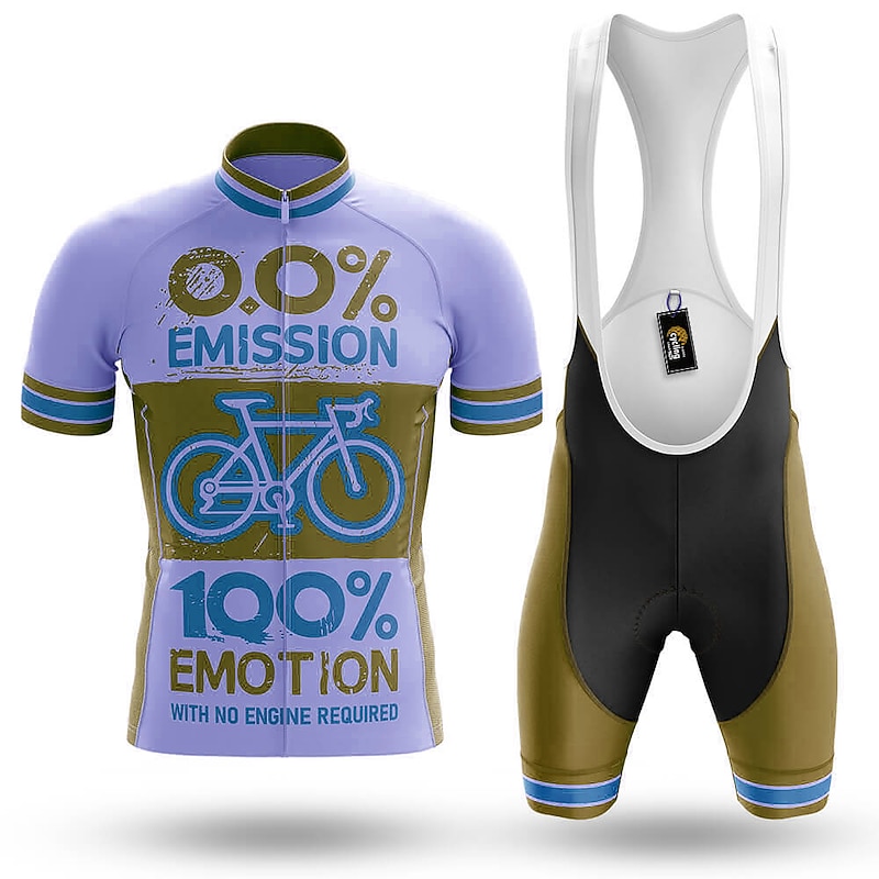 Men's Cycling Jersey with Bib Shorts Short Sleeve Mountain Bike MTB Road Bike Cycling Blue Sky Blue Khaki Graphic Bike Clothing Suit 3D Pad Breathable Quick Dry Back Pocket Polyester Spandex Sports3