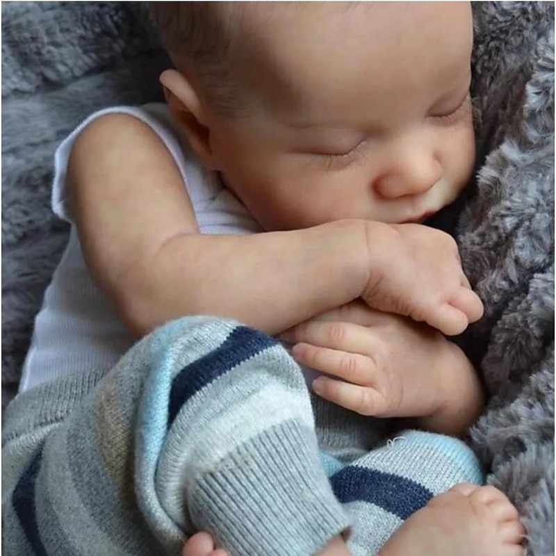 19inch Reborn Doll Baby 100% Hand Paint Doll Finished Completed Doll Same As picture Levi with Genesis Paint Rooted Eyelashes 3D Skin  (50CM)4