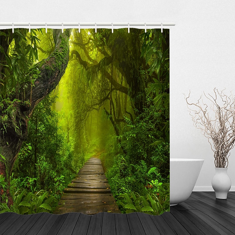 Beautiful Landscape Nature Landscape Print Waterproof Shower Curtain Modern Polyester Machined Waterproof Bathroom With Hooks2