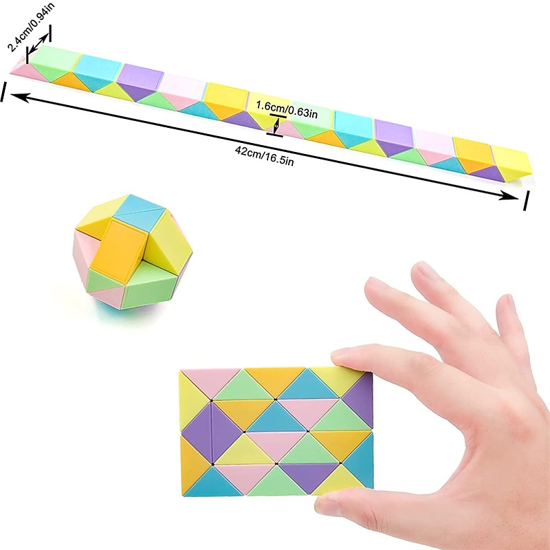 Toy Cube Twist Puzzle 24 Wedges, Large Size Macaron Magic Snake Toy Brain Teaser Stocking Stuffers Party Favors Game Goodie Bags Fillers for Teenagers Adults Teens2