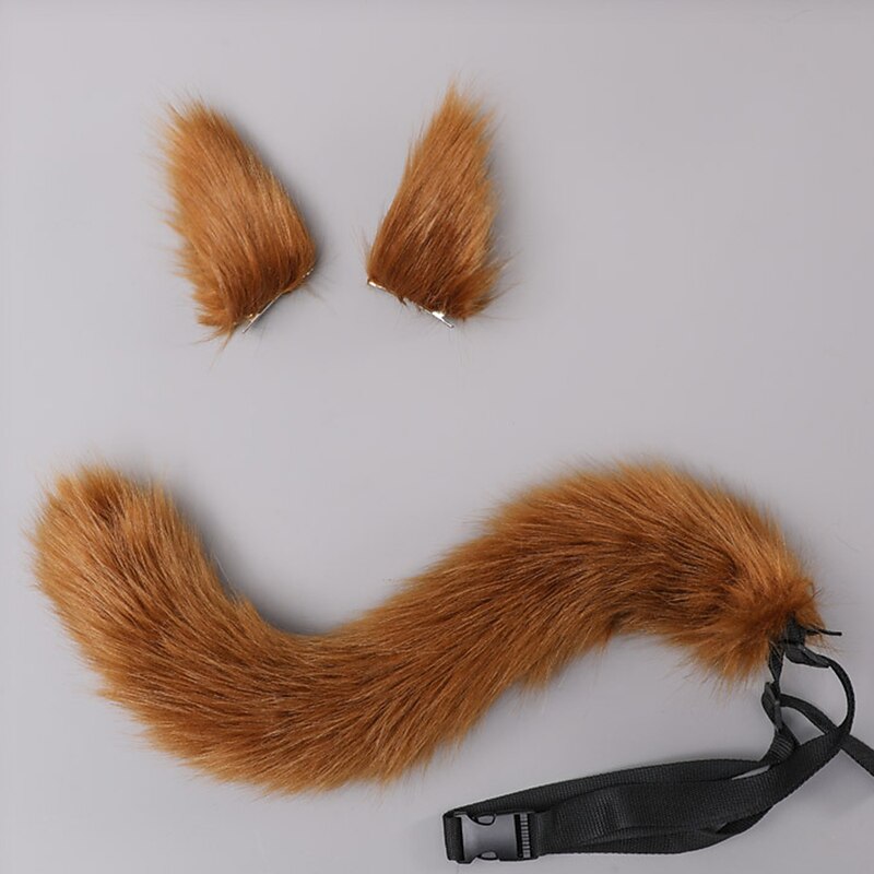 Carnival Bendable Hair Clips Adjustable Dance Party Cosplay Imitation Fur Fox Tail and Clip Ears Kit for Carnival Party Costume Accessories3