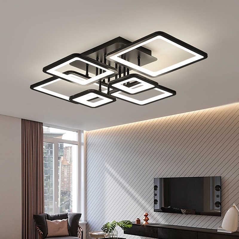 Multi Layer Modern LED Ceiling Light APP Dimmable Flush Mounted Light Black Square Ceiling Lamp Suitable for Bedroom Living Room Dining Room AC110V AC220V2