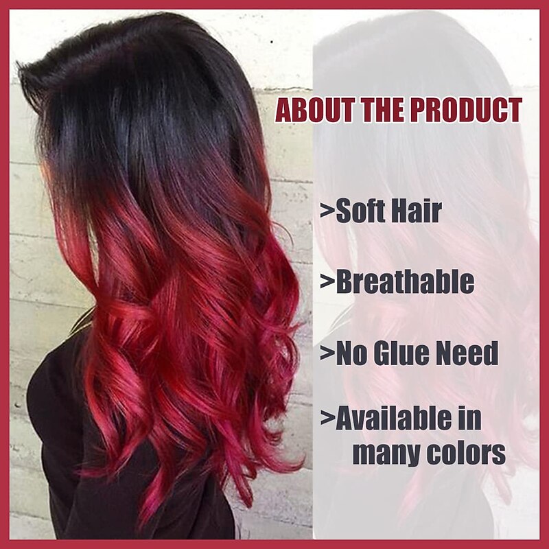 Black to Red Wig Women Long Wavy Wig Side Color Synthetic Heat Resistant Wig for Everyday Party Costume Halloween Christmas Party Wigs2