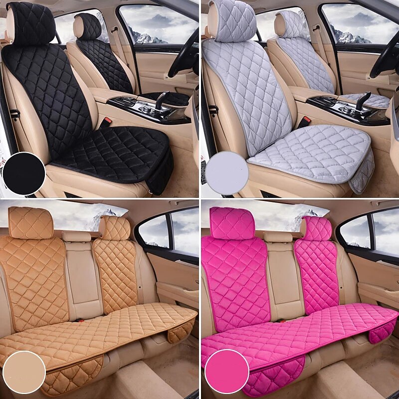 StarFire Cute Pink DIY Car Seat Cover Set, Universal Plush Seat Cushion, Protector Mat for Most Car Models2